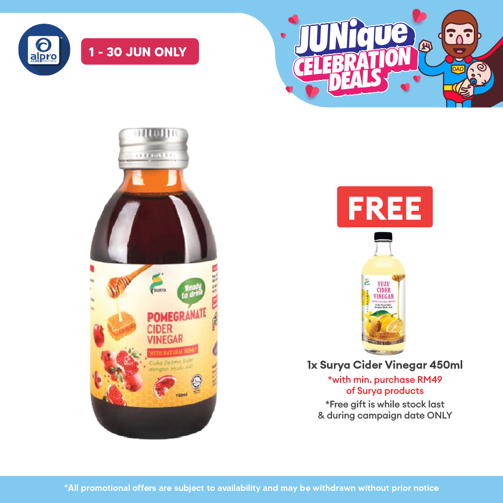 Surya Ready To Drink Pomegranate Cider Vinegar With Natural Honey 150ml | Enriched With Natural Goodness Surya