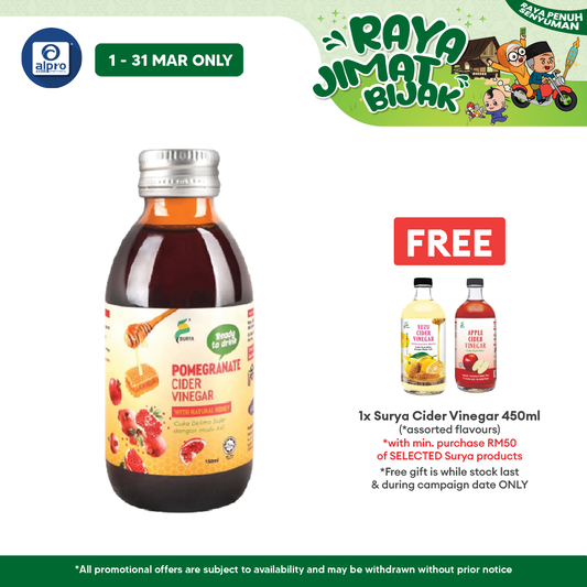 Surya Ready To Drink Pomegranate Cider Vinegar With Natural Honey 150ml | Enriched With Natural Goodness Surya