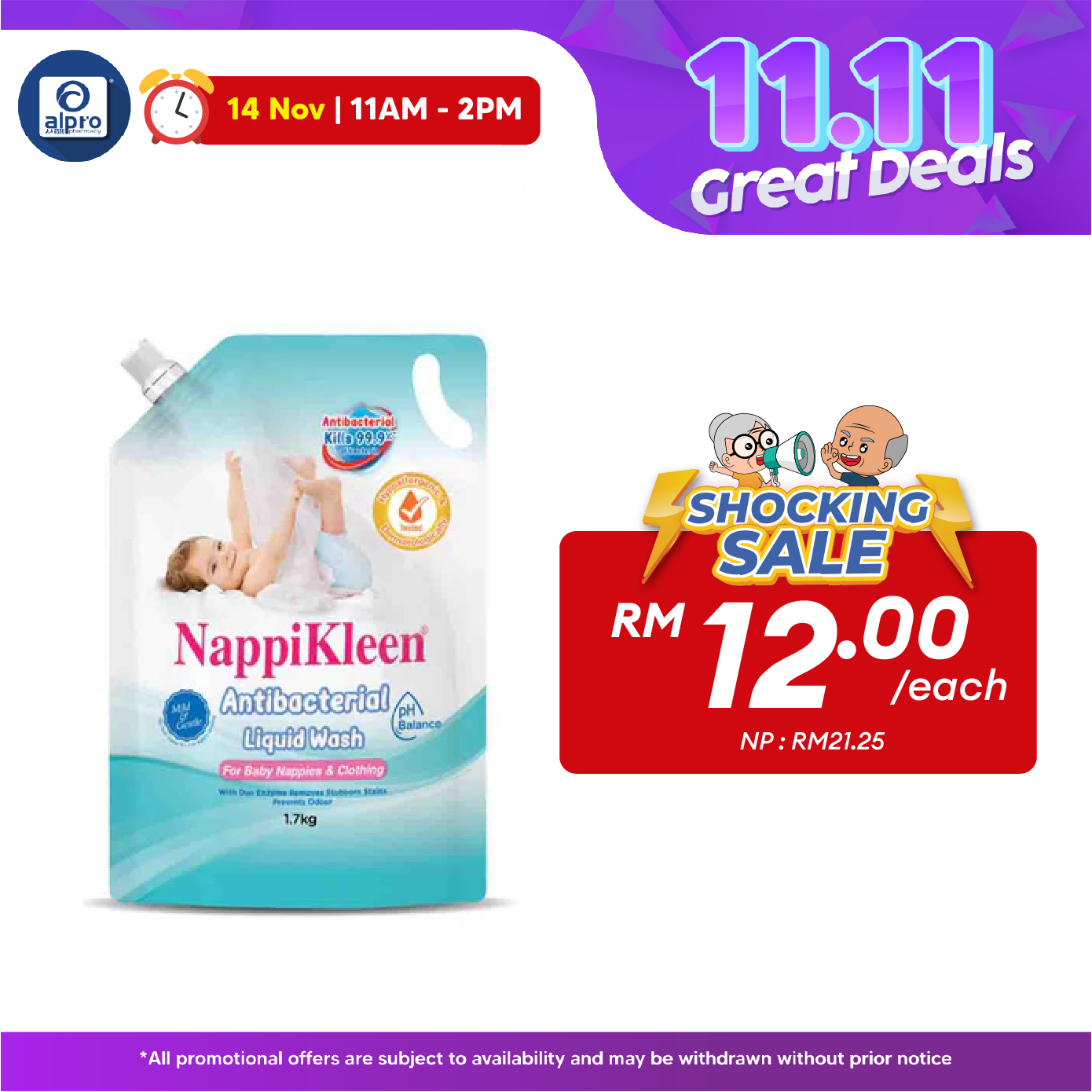 Nappikleen Anti-Bacterial Wash Refill 1.7kg | Kills 99.9% of Bacteria from Baby Clothes