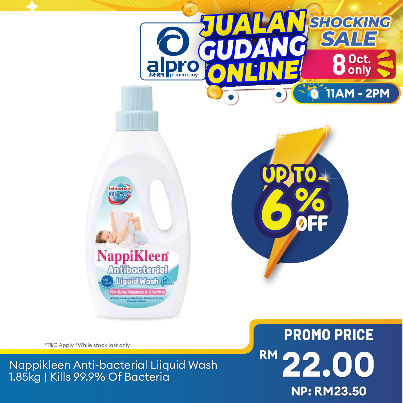Nappikleen Anti-Bacterial LIiquid Wash 1.85kg | Kills 99.9% of Bacteria Alpro Pharmacy