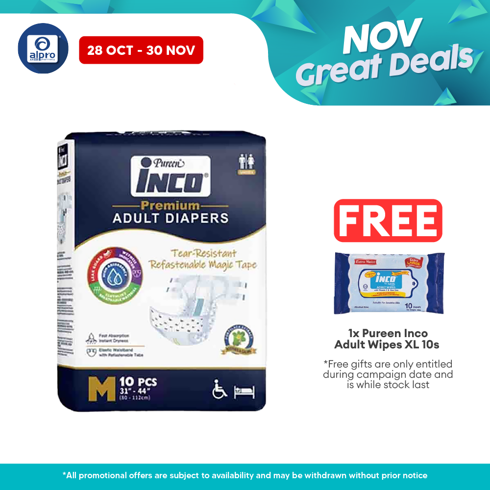 Pureen Inco Premium Adult Diapers | Size: M Alpro Pharmacy