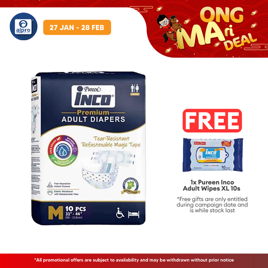 Pureen Inco Premium Adult Diapers | Size: M Alpro Pharmacy