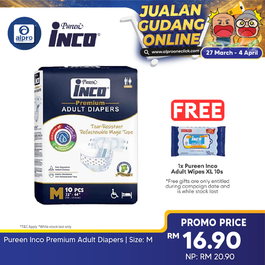 Pureen Inco Premium Adult Diapers | Size: M Alpro Pharmacy