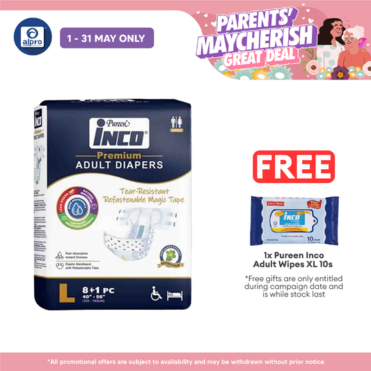 Pureen Inco Premium Adult Diapers | Size : L (9 Pcs / Pack) Pureen