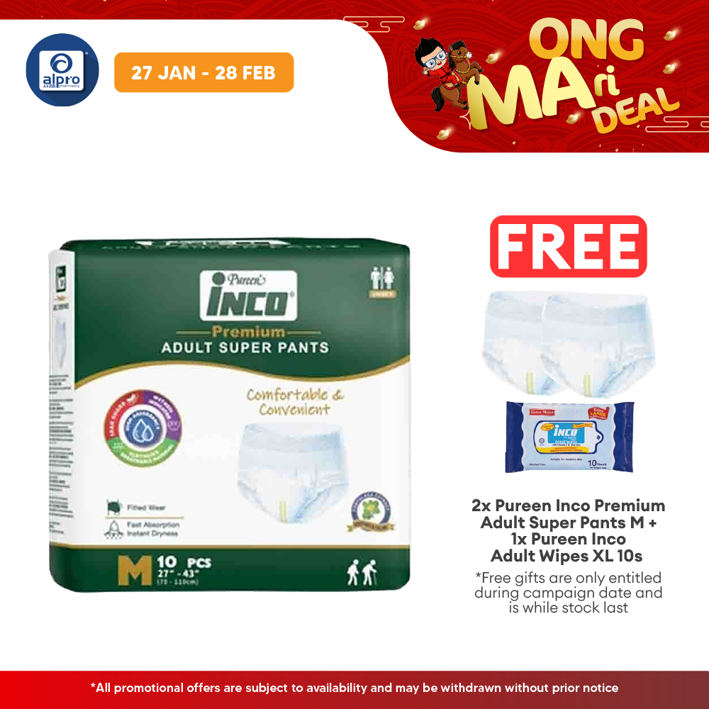 Pureen Inco Premium Adult Super Pants | Size: M (10 Pcs/pack) Pureen