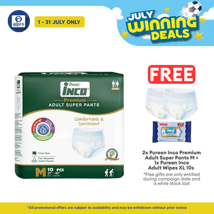 Pureen Inco Premium Adult Super Pants | Size: M (10 Pcs/pack) Pureen