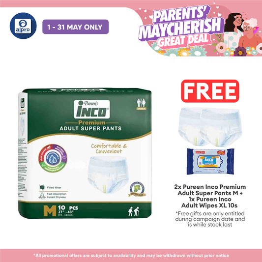 Pureen Inco Premium Adult Super Pants | Size: M (10 Pcs/pack) Pureen