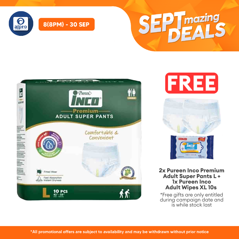 Pureen Inco Premium Adult Super Pants | Size L (10 Pcs/pack) Alpro Pharmacy