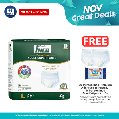 Pureen Inco Premium Adult Super Pants | Size L (10 Pcs/pack) Alpro Pharmacy