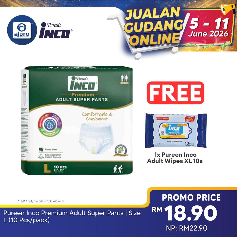 Pureen Inco Premium Adult Super Pants | Size L (10 Pcs/pack) Pureen