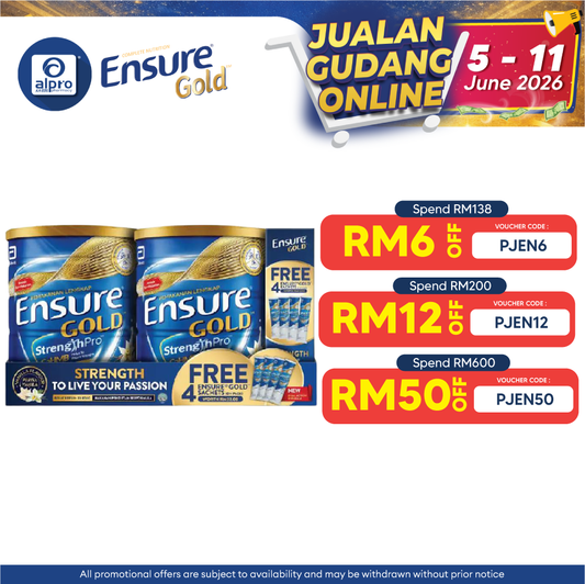 Abbott Ensure Gold Vanilla YBG (Yeast Beta Glucan) 800g x2 | Free 4 Sachets Ensure