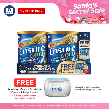 Abbott Ensure Gold Vanilla YBG (Yeast Beta Glucan) 800g x2 | Free 4 Sachets Ensure