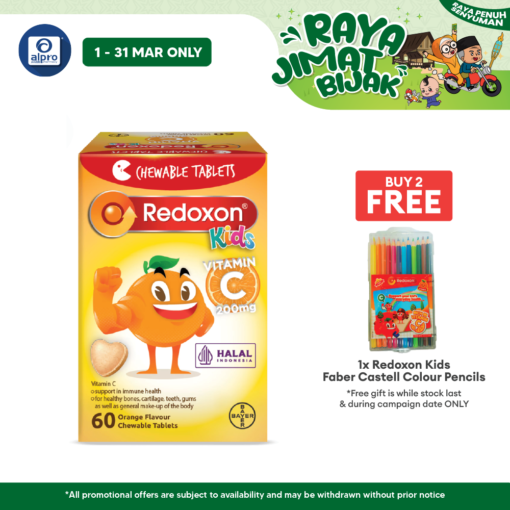 Redoxon Kids Vitamin C 200mg Chewable 60s | Support Immune Health Redoxon