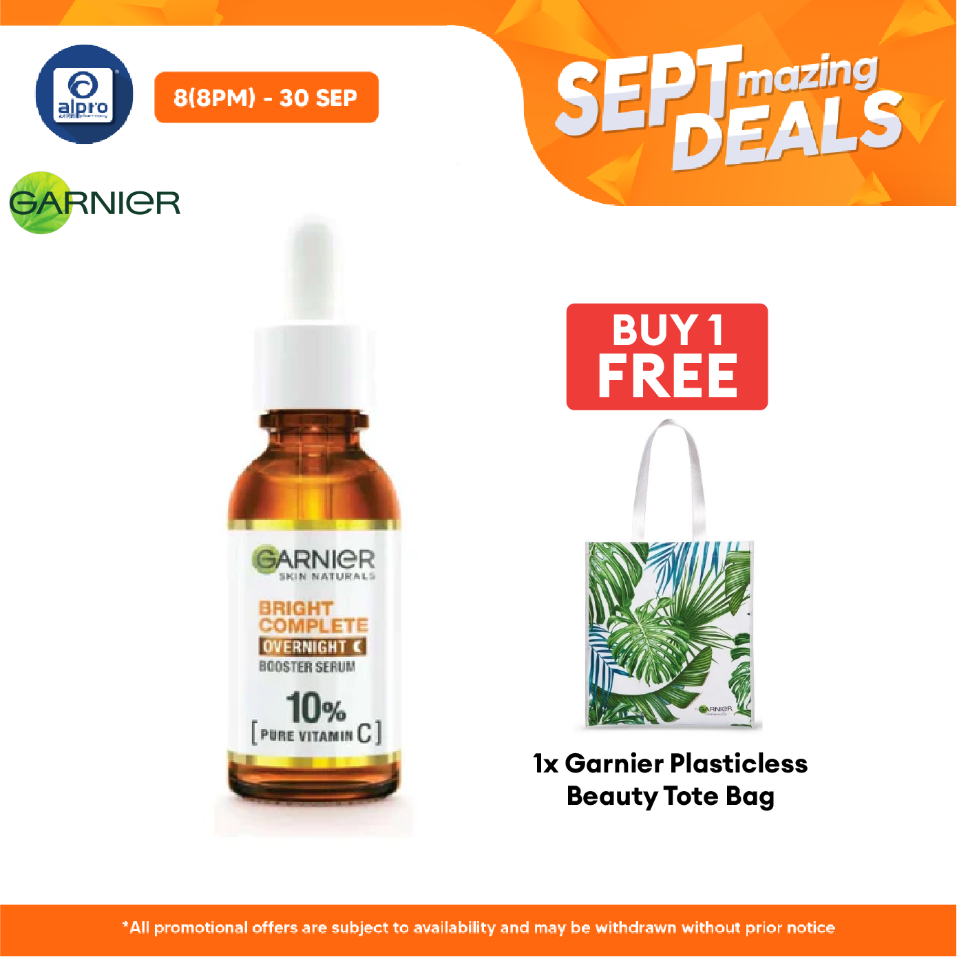 Garnier Bright Complete Overnight Serum 30ml Alpro Pharmacy