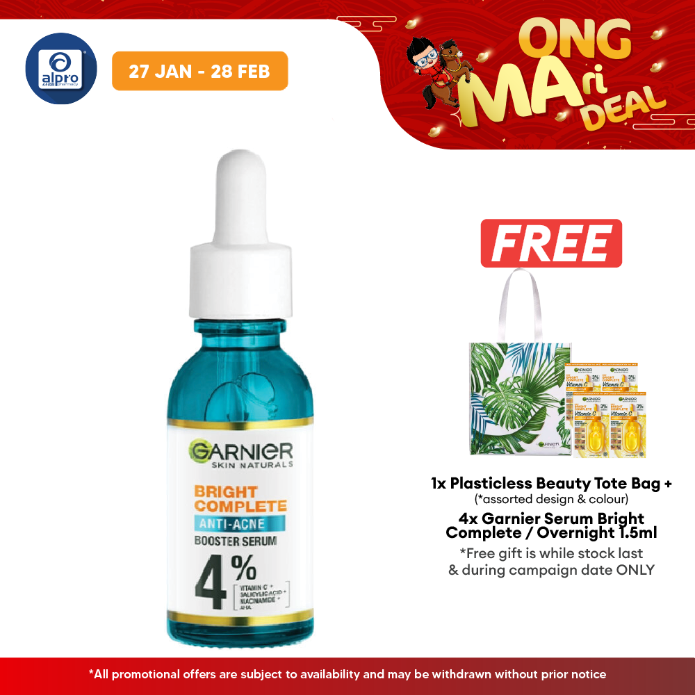 Garnier Bright Complete Anti-Acne Serum 30ml | Reduce Acne Sign in 7 Days Garnier