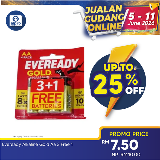 Eveready Gold AA 3 Free 1| Lasts Up to 8x Longer Eveready