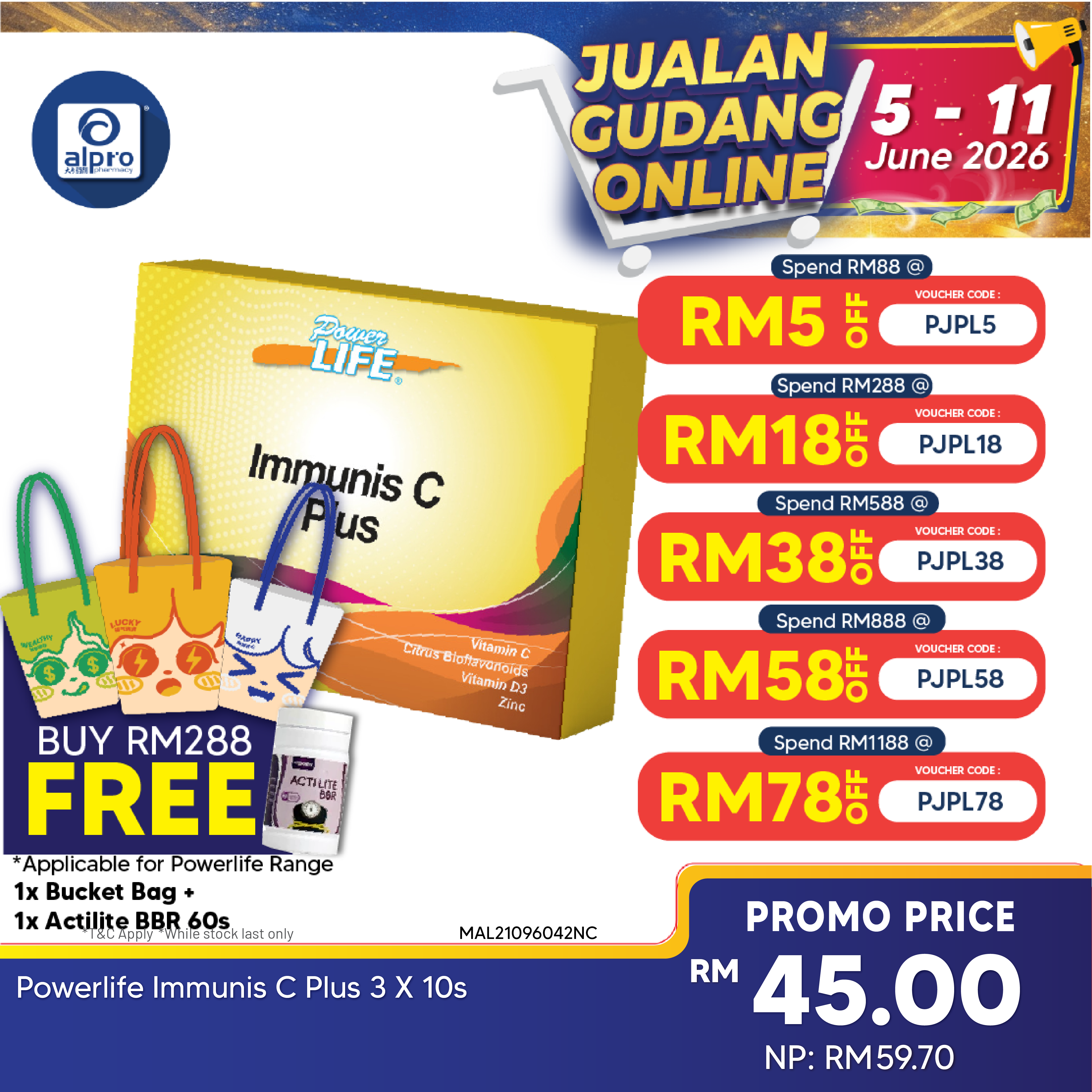 Powerlife Immunis C Plus 3 X 10s Powerlife
