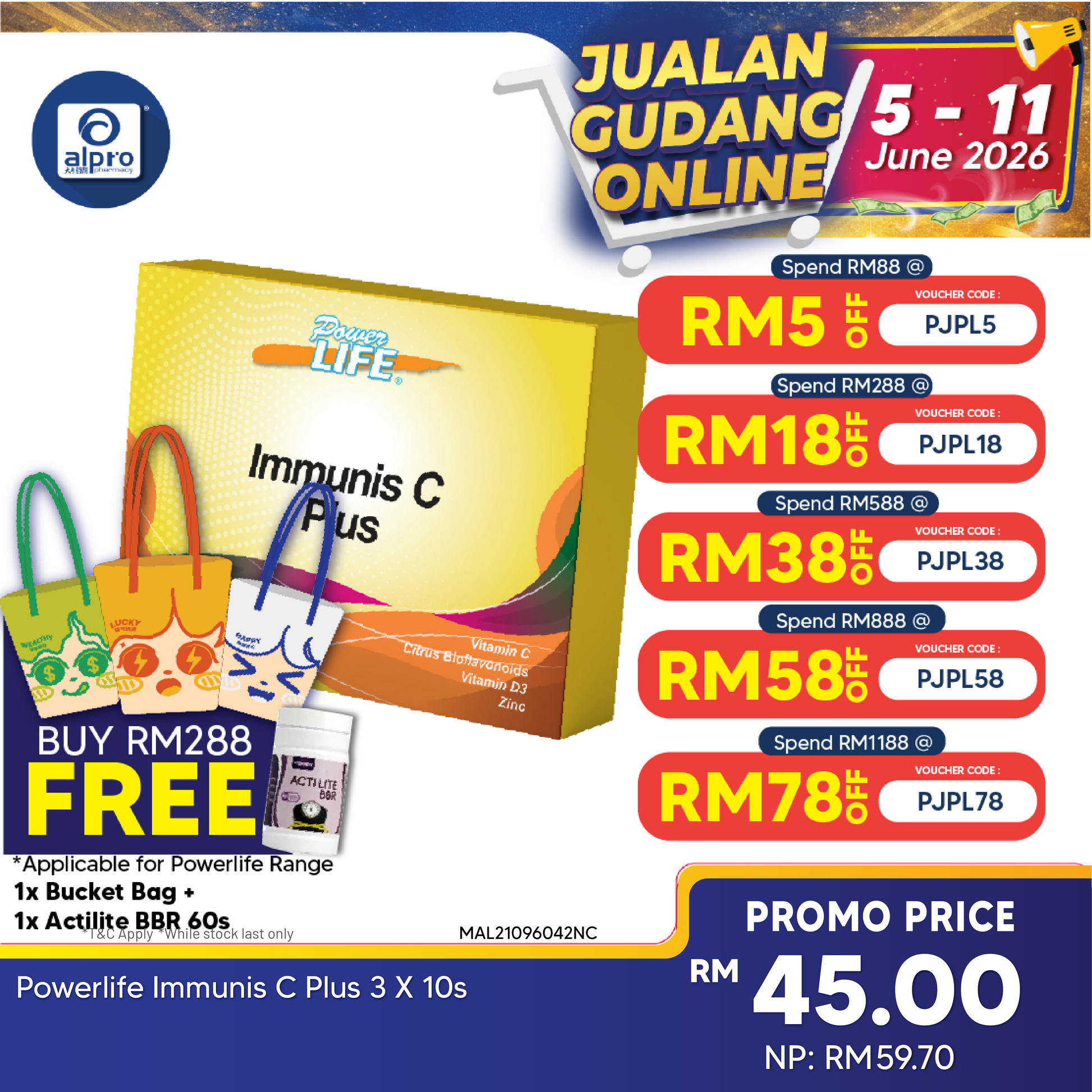 Powerlife Immunis C Plus 3 X 10s Powerlife