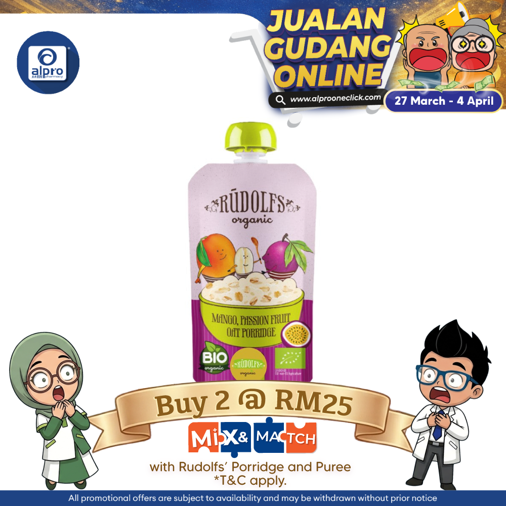 Rudolfs Organic Mango Passion Oat Porridge 6m+ 110g | Rich in Protein Rudolfs