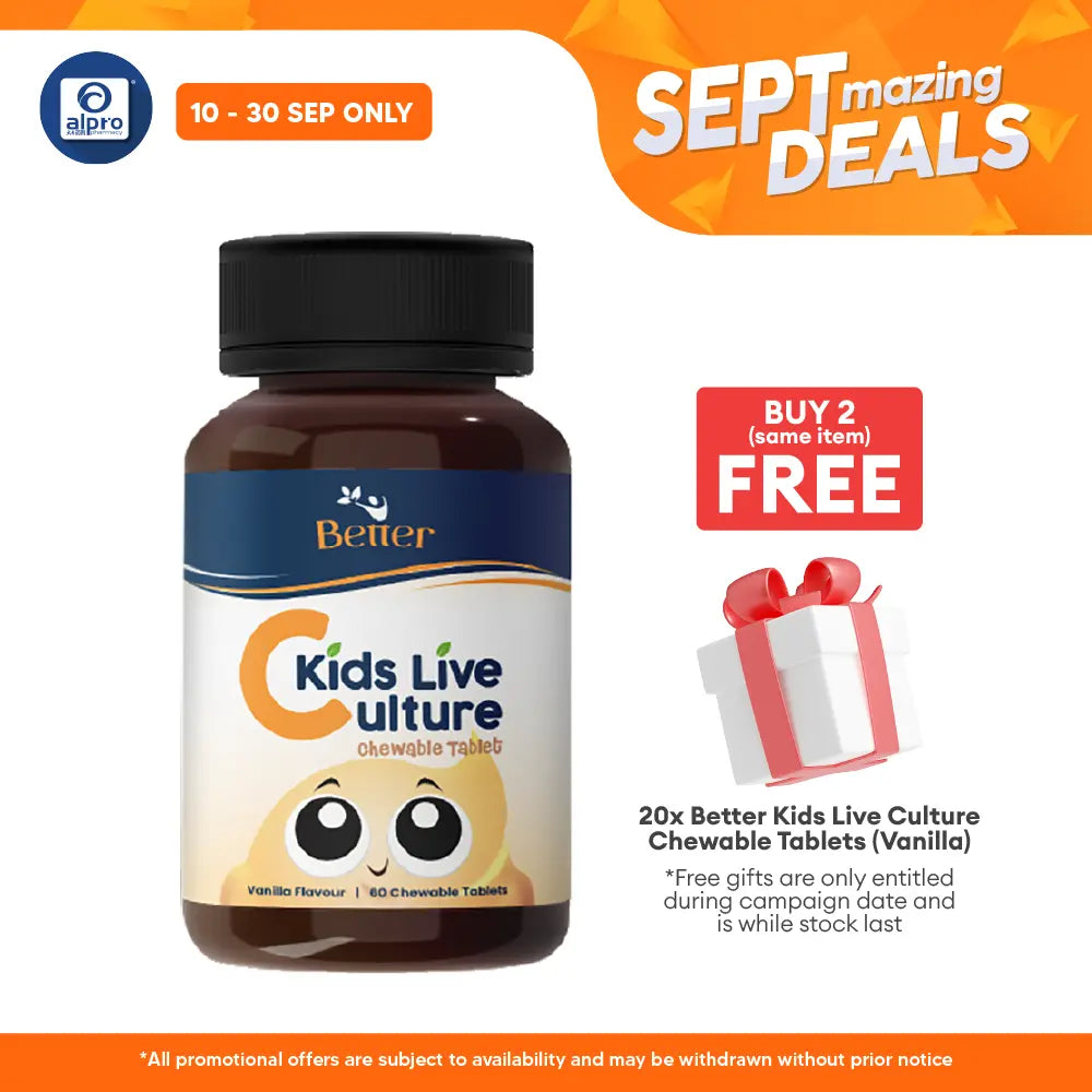 Better Kids Live Culture Chewable Tablet 60s (Vanilla / Mixed Berry / Orange / Chocolate) Better