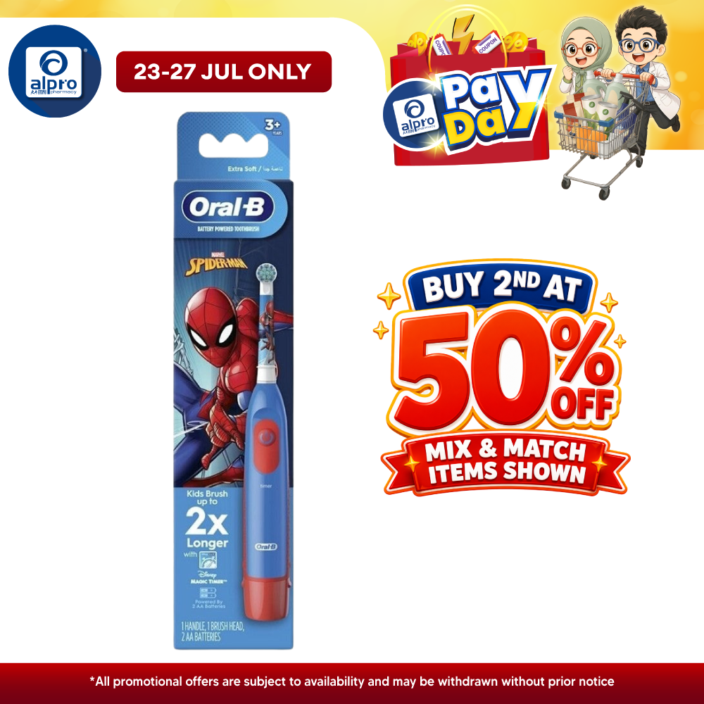 Oral B Pro Battery Kids Toothbrush Spiderman 1s | Extra Soft and Gentle on Gums Oral B
