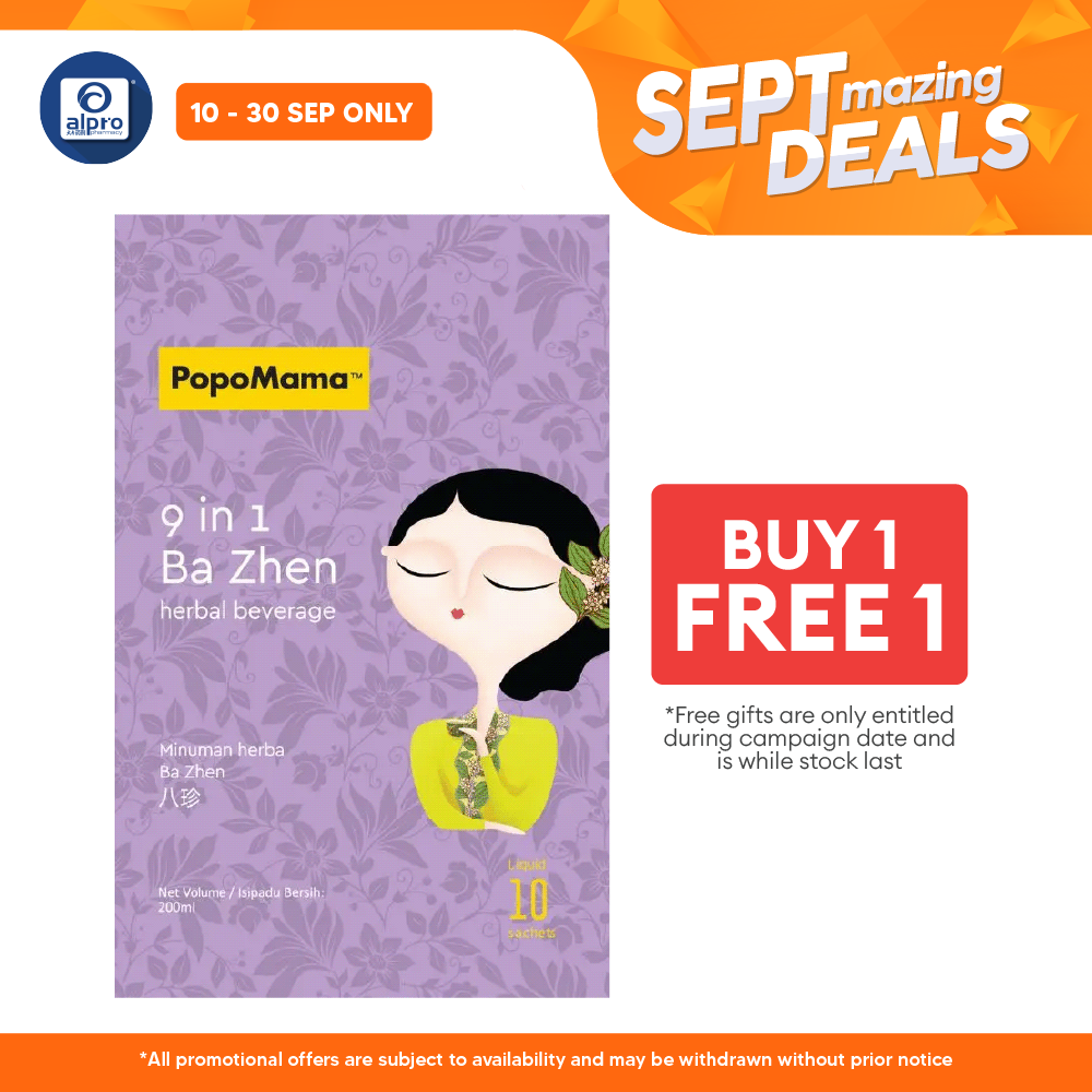 Popomama 9 In 1 Ba Zhen Herbal Beverage (20mlx10) | Relieving PMS and Period Cramps Alpro Pharmacy