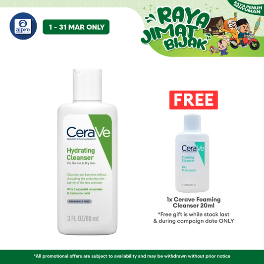 Cerave Hydrating Cleanser 88ml | For Normal and Dry Skin Cerave