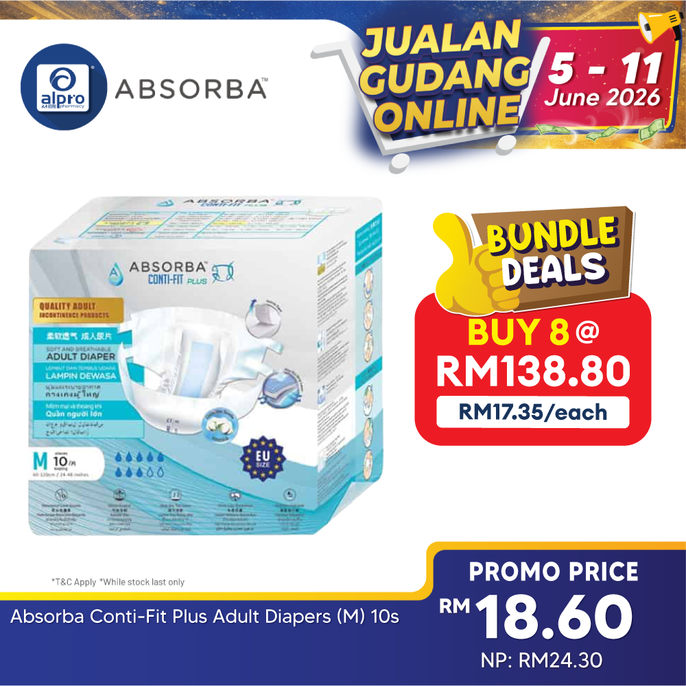 Absorba Conti-Fit Plus Adult Diapers (M) 10s Absorba