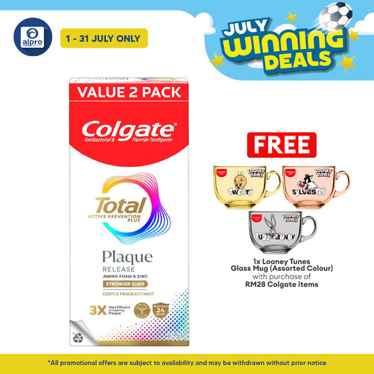 [Value Pack] Colgate Total Plaque Release Toothpastes 95g x 2s (Gentle Mint / Reviving Cool Mint) Colgate