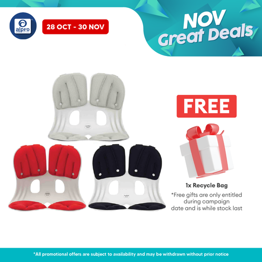 Curble Grand Comfort Sitting Posture Support 1s (Grey/ Red/ Black) | Strong Back Support Alpro Pharmacy