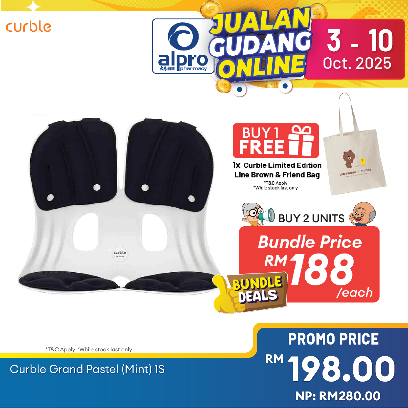 Curble Grand Comfort Sitting Posture Support 1s (Grey/ Red/ Black) | Strong Back Support Alpro Pharmacy