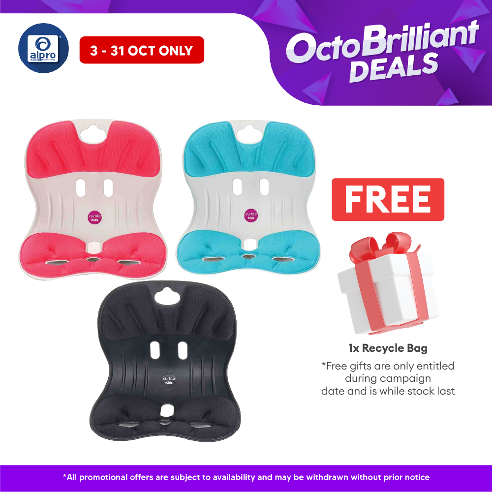 Curble Posture Corrective Chair Kids 1s (Pink, Black, Mint) Alpro Pharmacy
