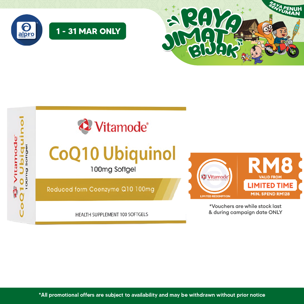 Vitamode CoQ10 Ubiquinol Capsule 100mg 100s | Provides Natural Sustainable Energy Vitamode