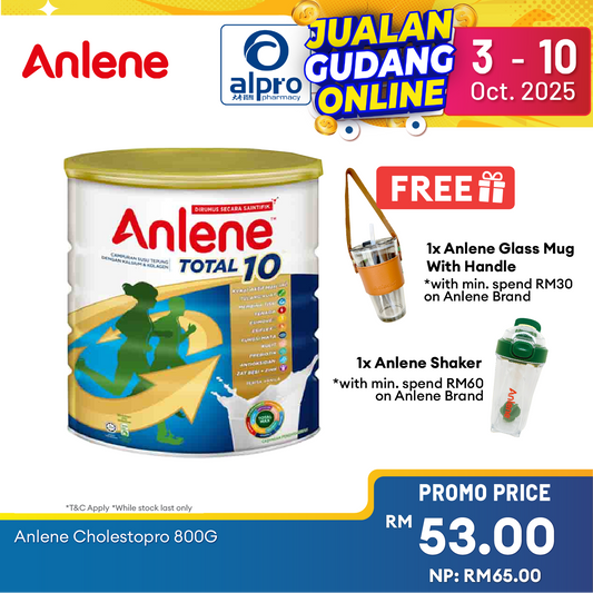 Anlene Total 10 Milk Powder 800g | High Calcium Milk Formula Alpro Pharmacy