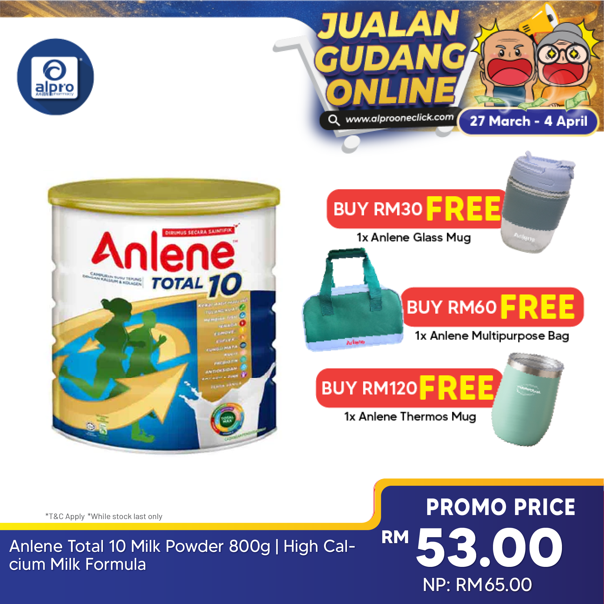 Anlene Total 10 Milk Powder 800g | High Calcium Milk Formula Anlene