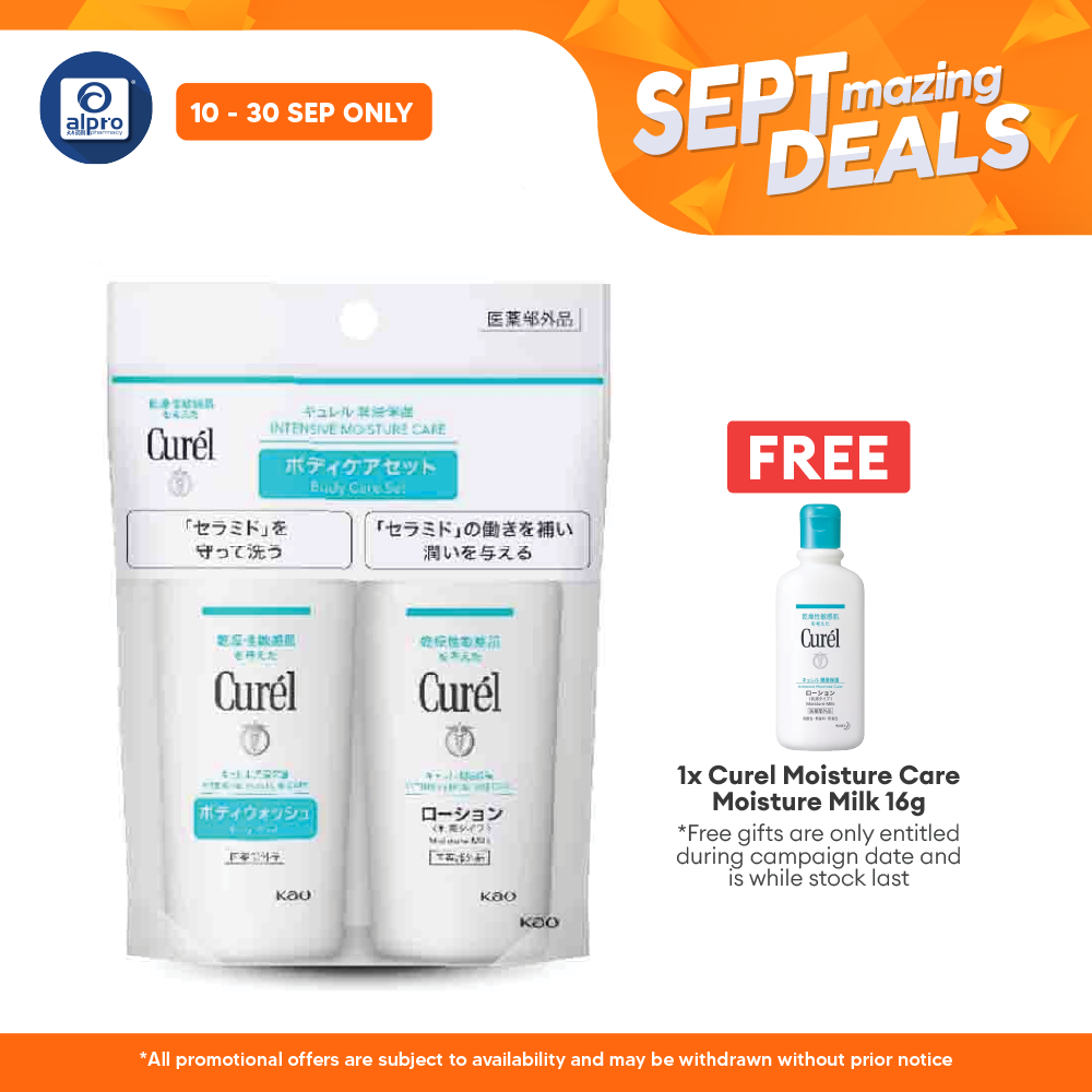 Curel Trial Kit Body Care Set (Body Wash 45mL + & Body Lotion 45mL) Alpro Pharmacy