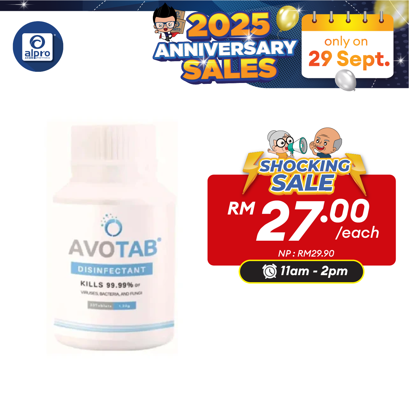 Avotab Disinfectant Tablet 1.25g 40s | Pets Friendly Disifectant Alpro Pharmacy
