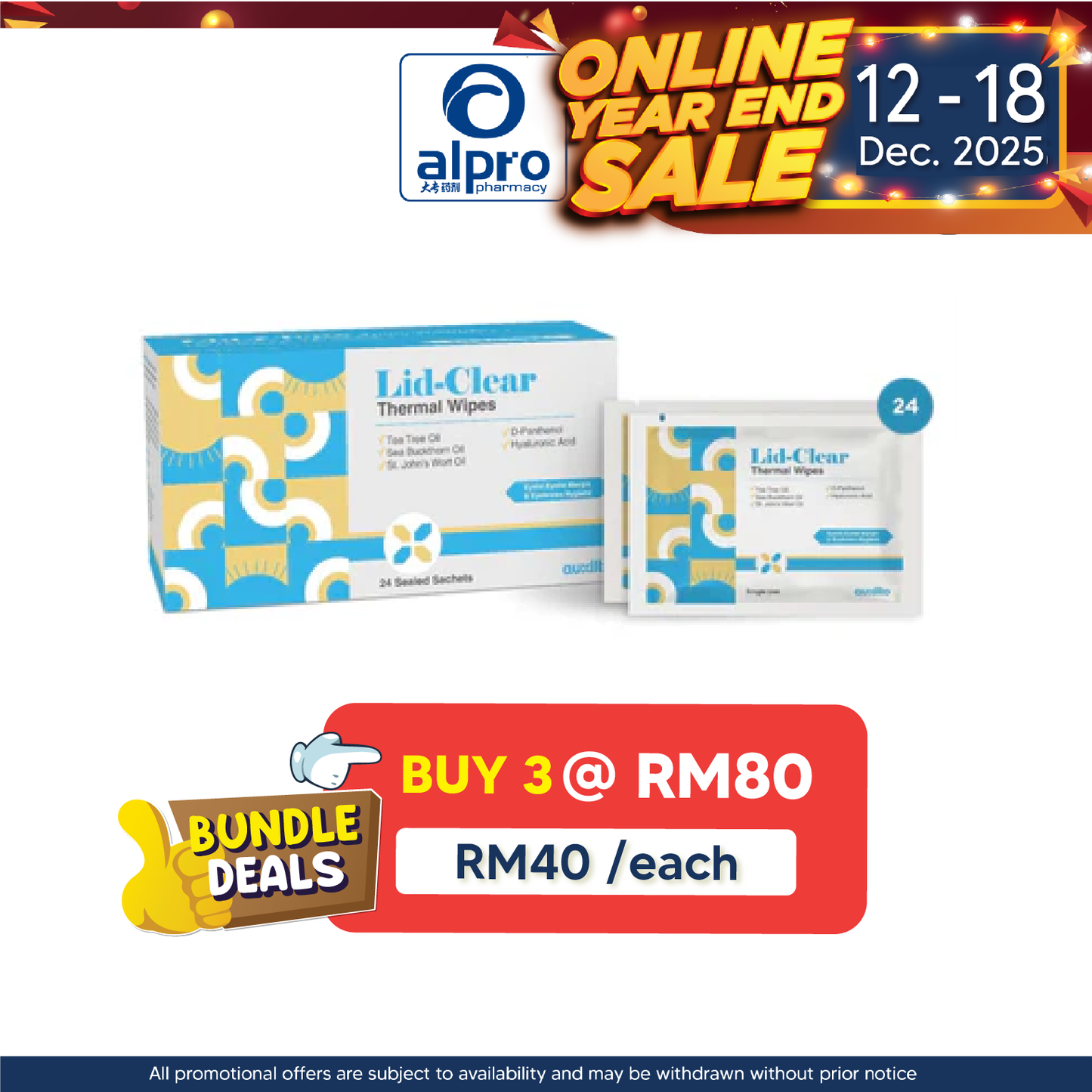 Lid-Clear Thermal Wipes 24s | Cleanser for Tired Eyes Alpro Pharmacy