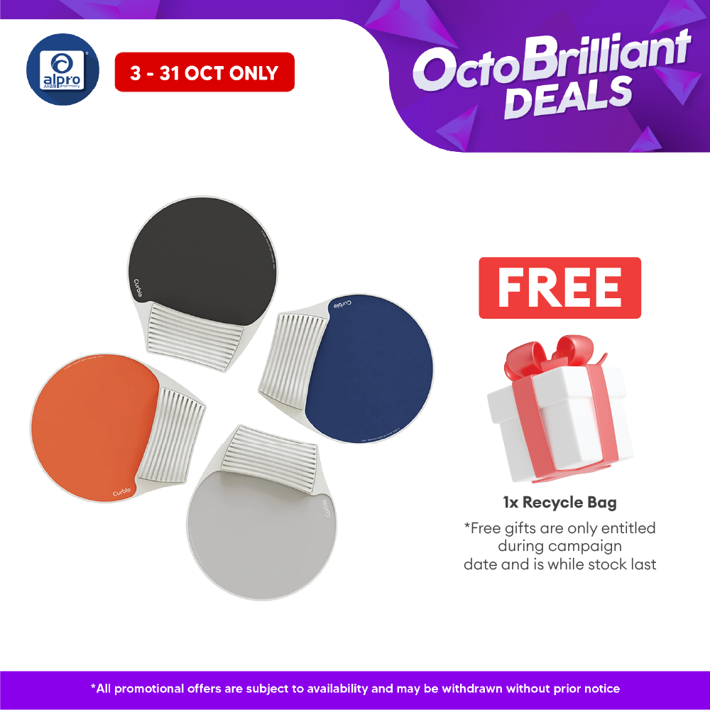 Curble Mouse Pad 1s (Grey/ Orange/ Navy/ Black) | Ergonomic Design Alpro Pharmacy