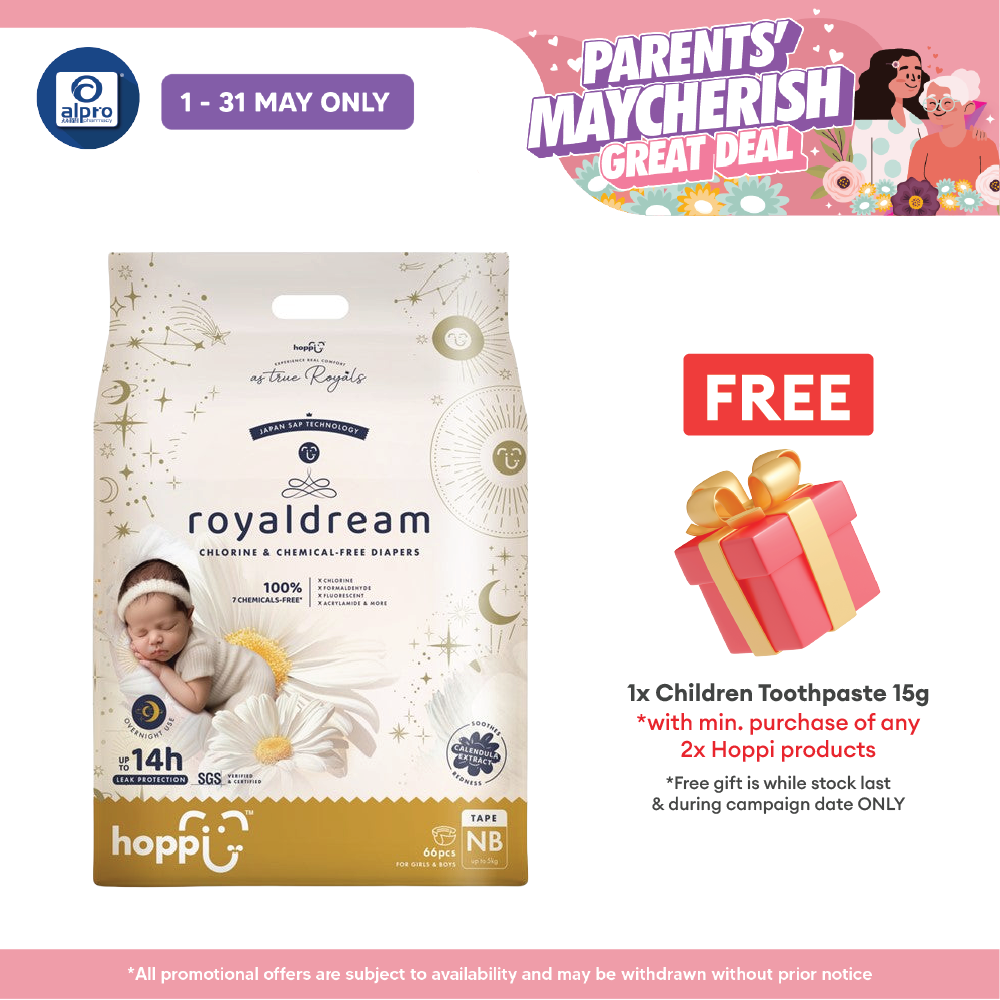 Hoppi Royal Dream Diaper Tape Nb 66s | Chemical-Free Hoppi