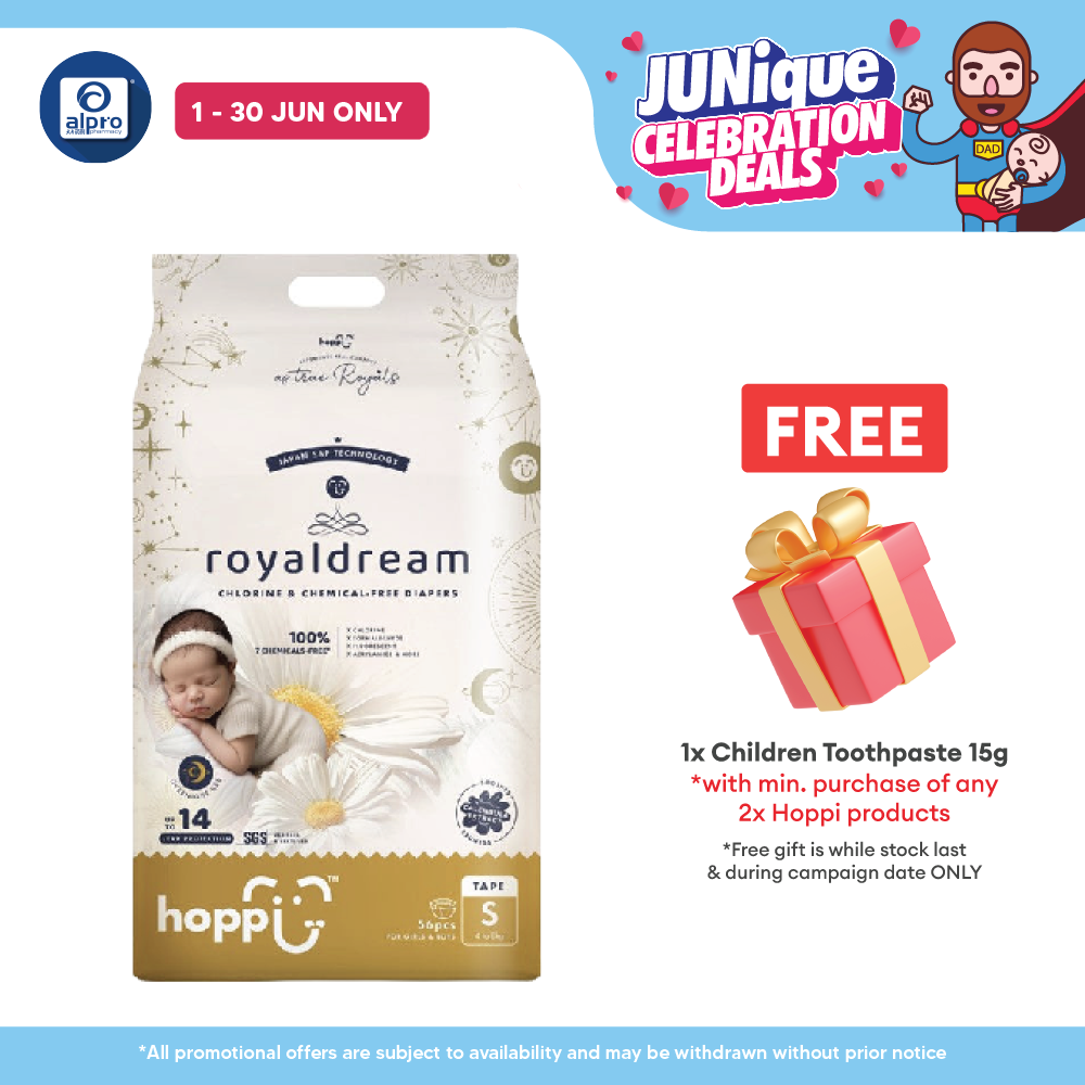 Hoppi Royal Dream Diaper Tape S 56s | Chemical-Free Hoppi