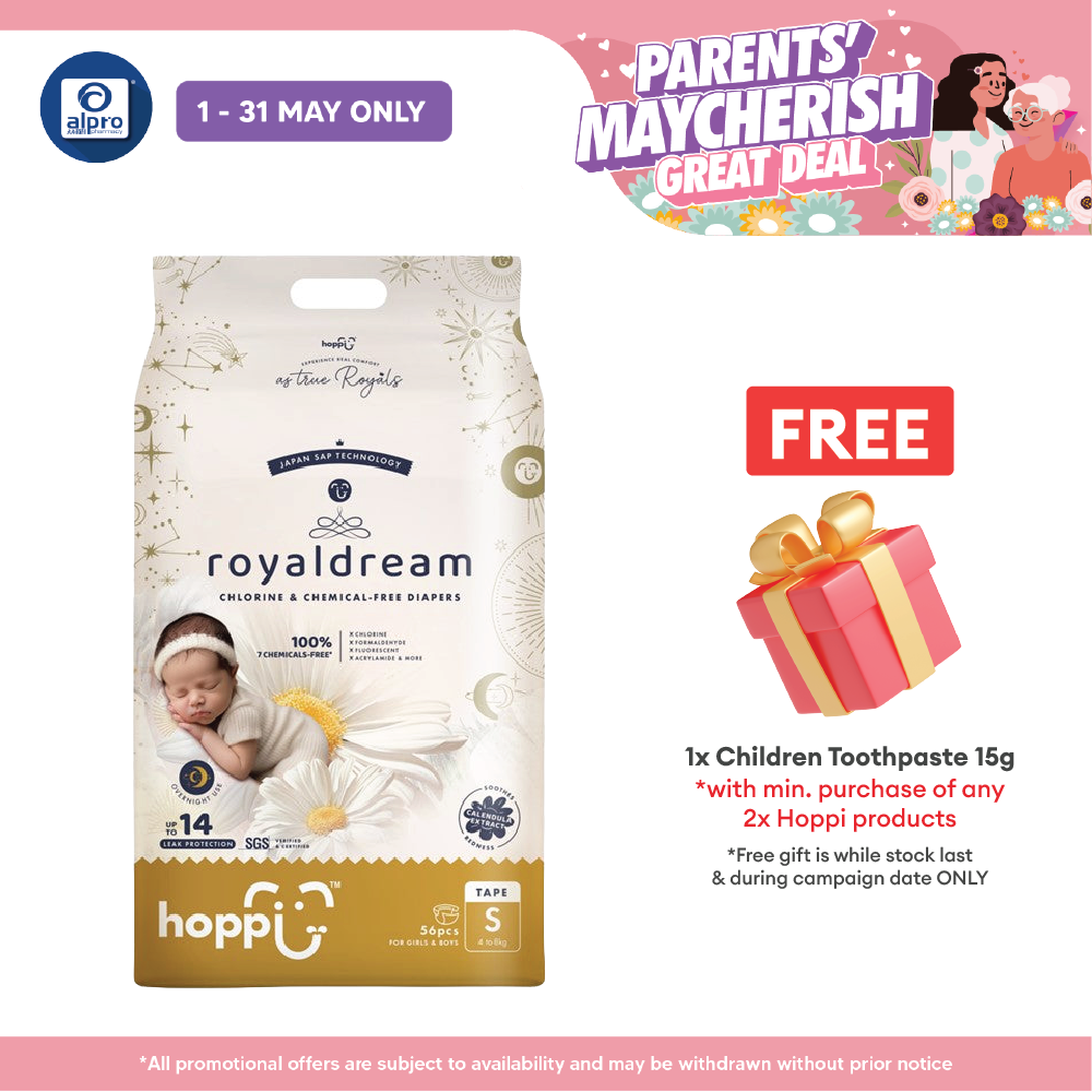 Hoppi Royal Dream Diaper Tape S 56s | Chemical-Free Hoppi