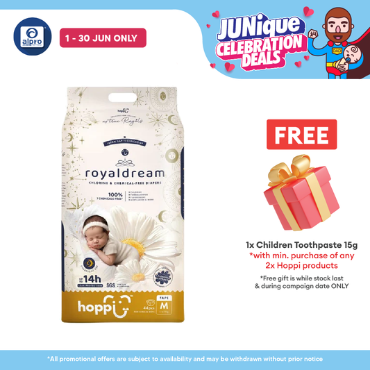 Hoppi Royal Dream Diaper Tape M 44s | Chlorine-Free Hoppi