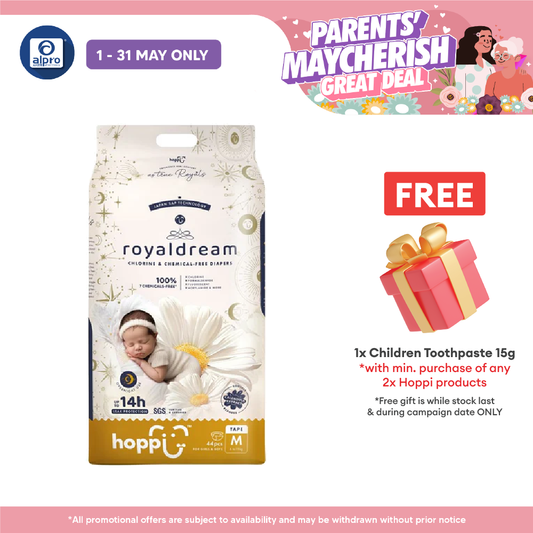 Hoppi Royal Dream Diaper Tape M 44s | Chlorine-Free Hoppi