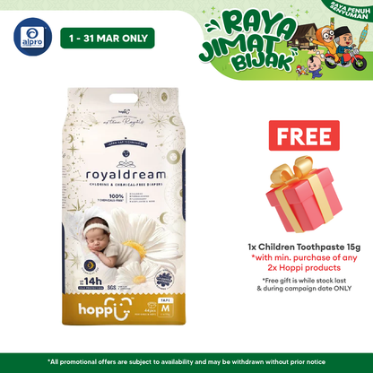 Hoppi Royal Dream Diaper Tape M 44s | Chlorine-Free Hoppi