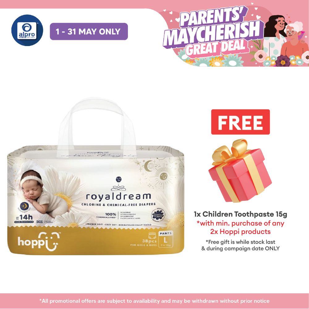 Hoppi Royal Dream Diaper Pant L 38s | Chlorine-Free Hoppi