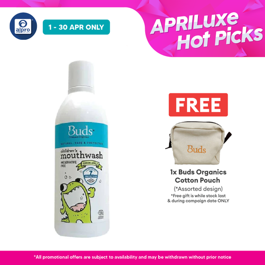 Buds Oralcare Organics Mouthwash 300ml (Green Apple/ Fresh Mint) | Prevents Tooth Decay Buds