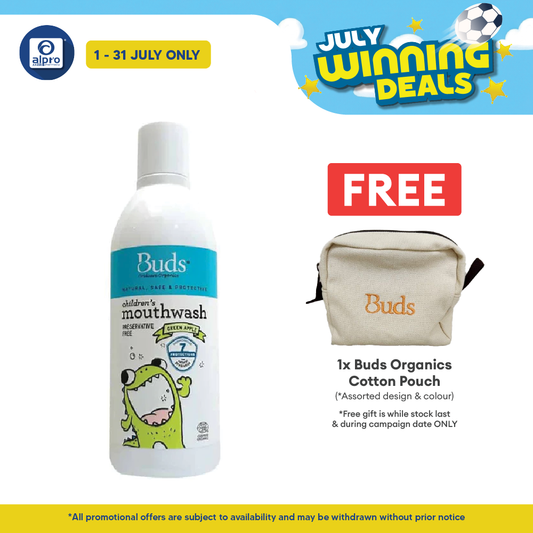 Buds Oralcare Organics Mouthwash 300ml (Green Apple/ Fresh Mint) | Prevents Tooth Decay Buds