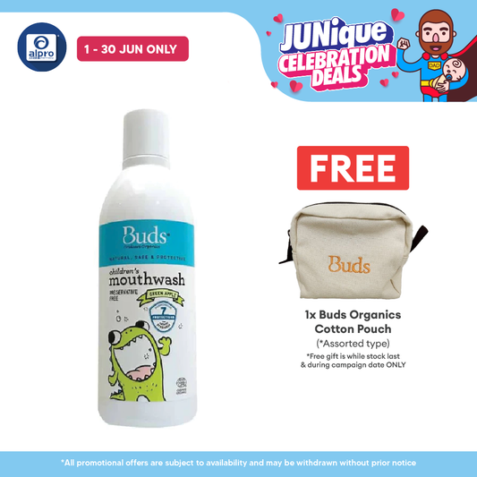 Buds Oralcare Organics Mouthwash 300ml (Green Apple/ Fresh Mint) | Prevents Tooth Decay Buds