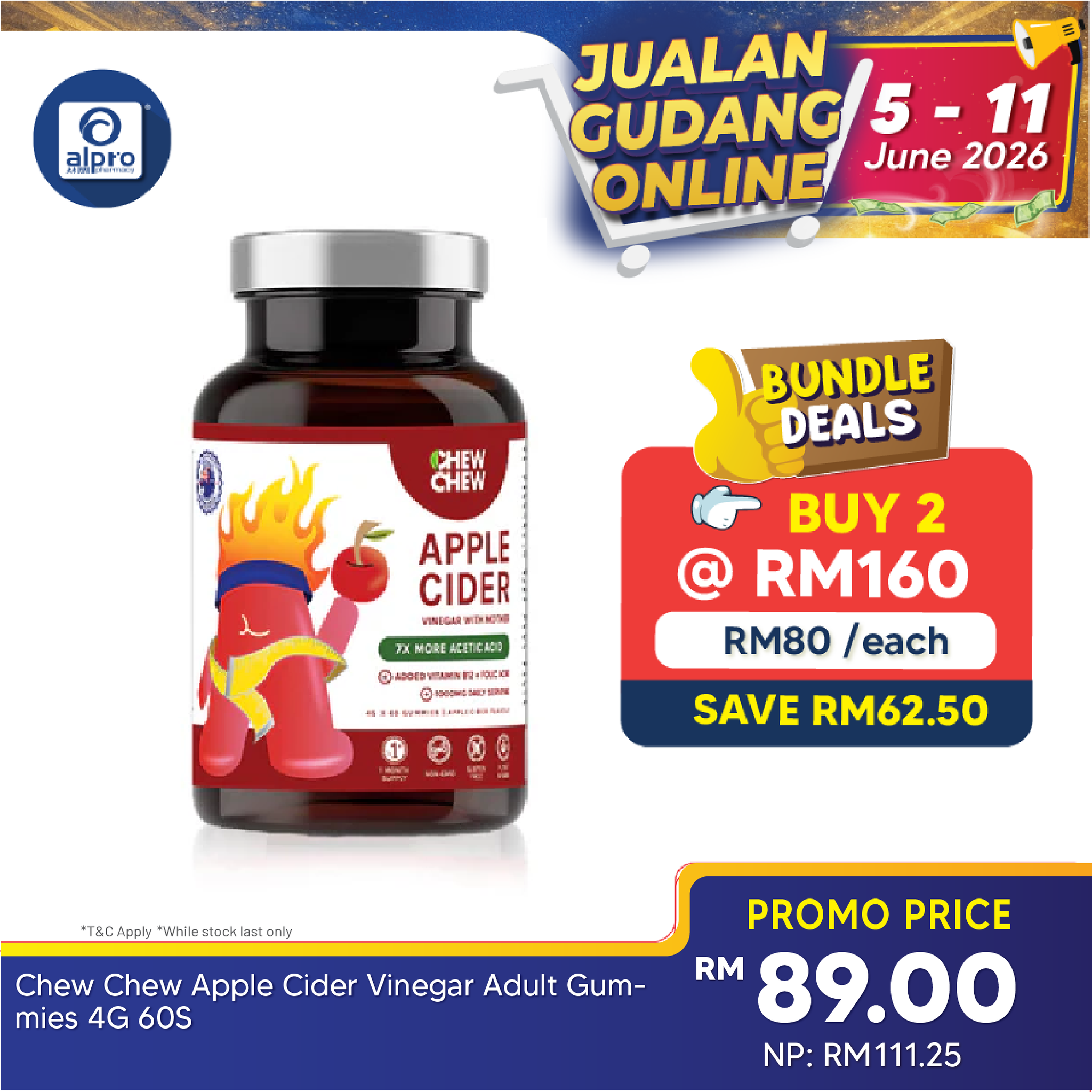 Chew Chew Apple Cider Vinegar Adult Gummies 60s |  Effective Fat Burner Chew Chew